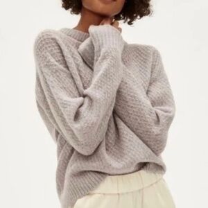 Everlane Alpaca Wool Diamond Stitch Crew Neck Sweater